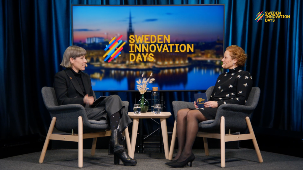Regina Summer interviewing Vinnova Director General Darja Isaksson at Sweden Innovation Days 2023