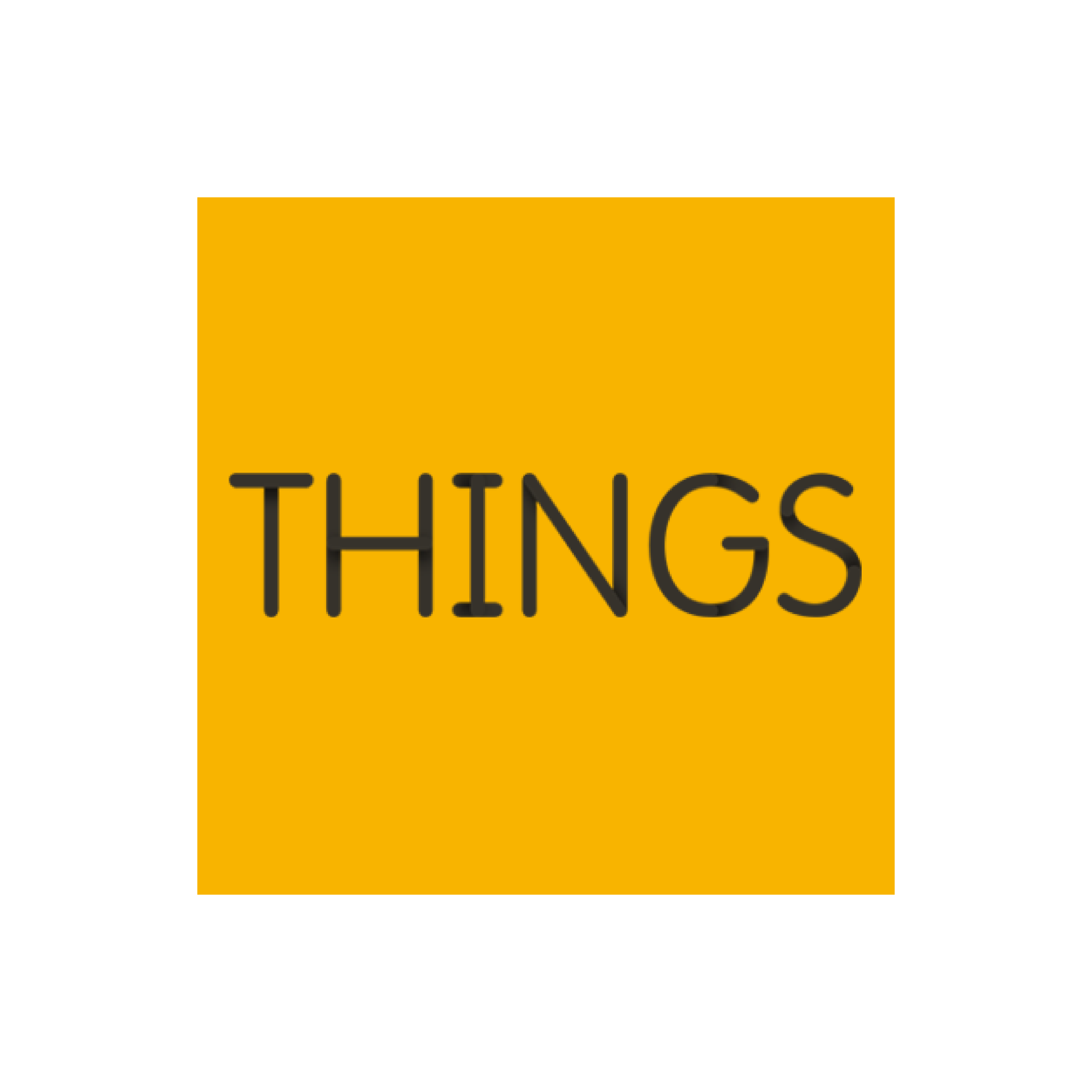 Things logo - word things in black text with a yellow background