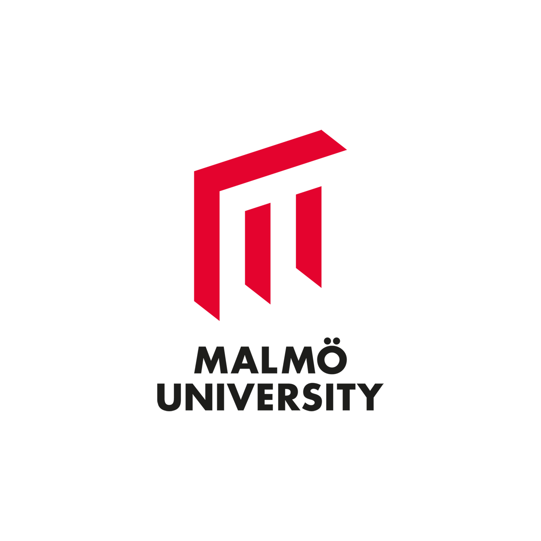 Malmö University logo in black and red