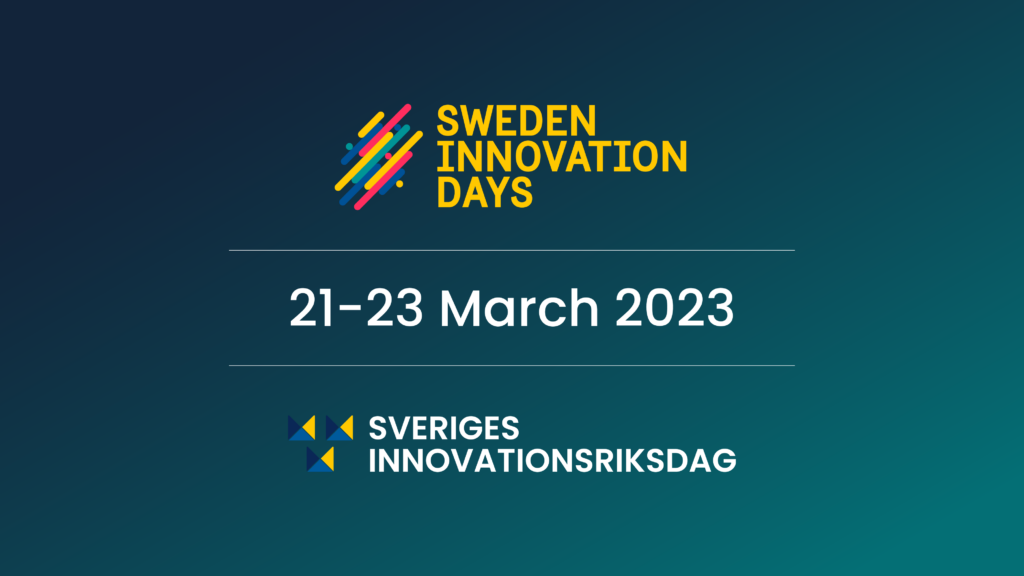 Green/blue banner with both Sweden Innovation Days and Sveriges Innovationsriksdag