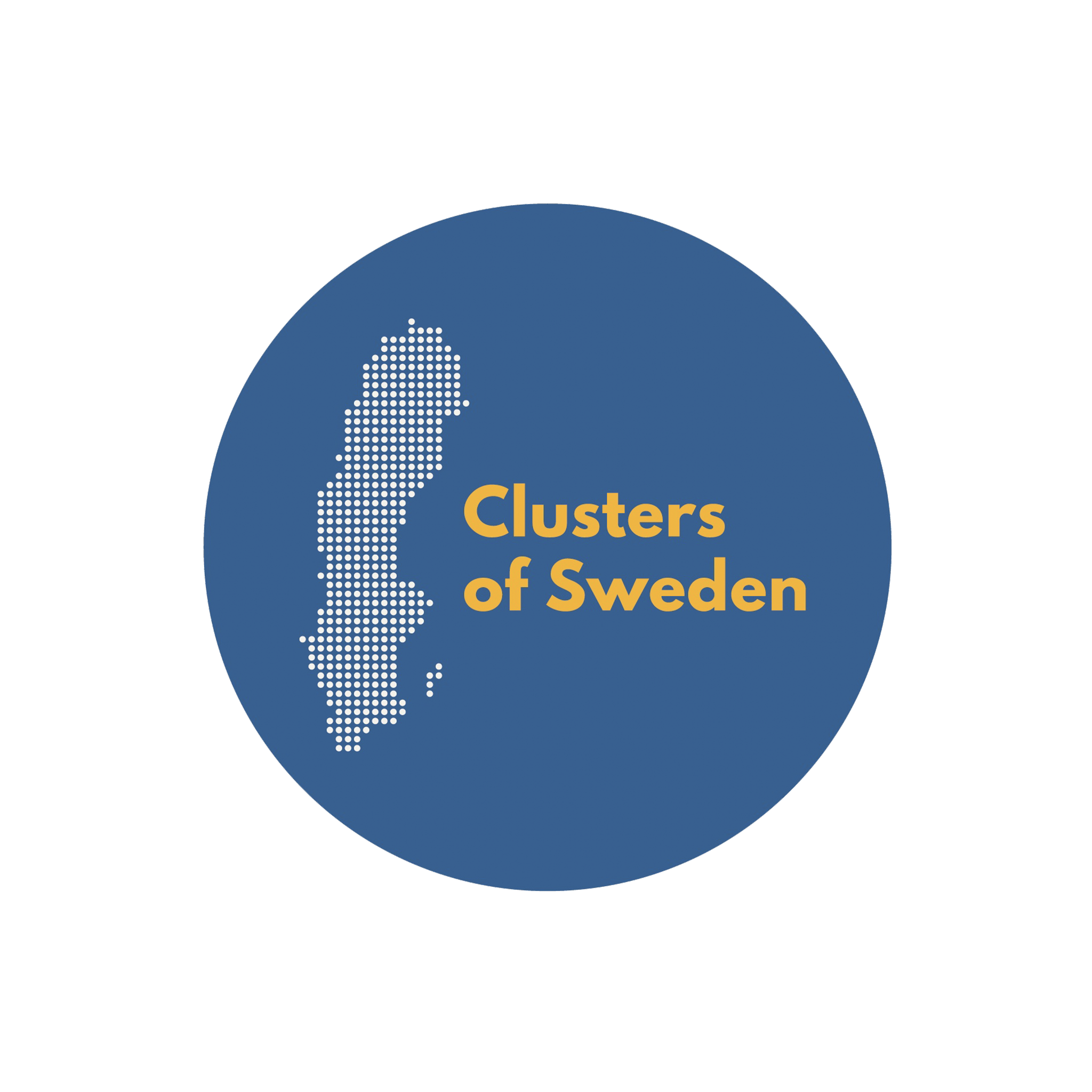 Clusters of Sweden logo in blue and yellow